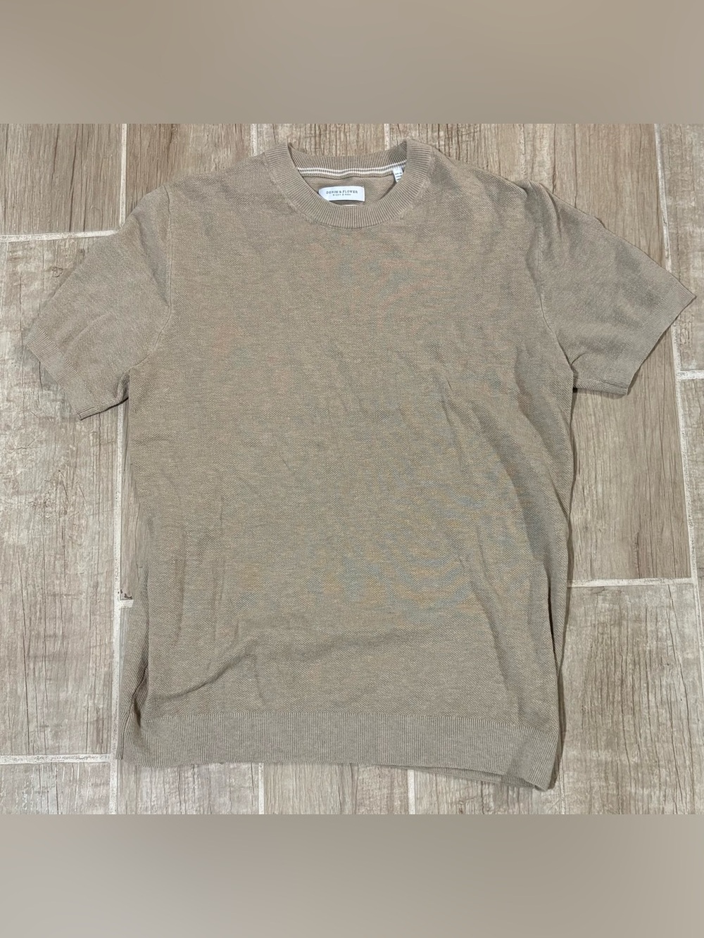 Denim & Flower Beige Striped Crewneck